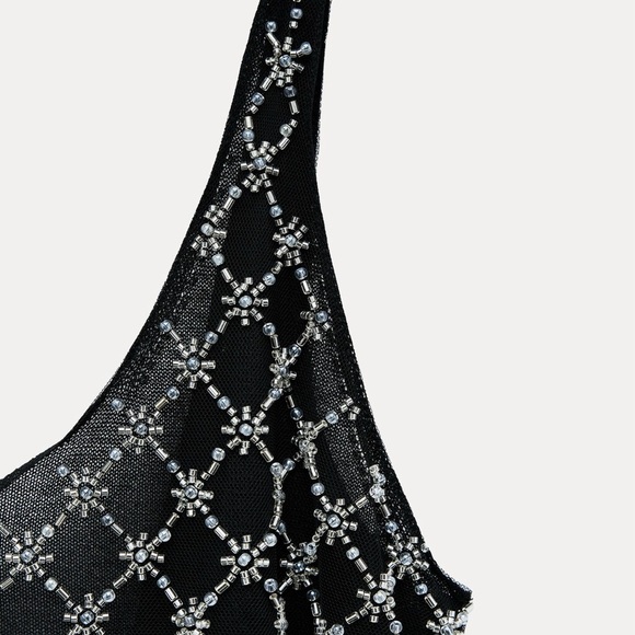 NWT Zara Chic Beaded Jewel Midi Dress - Picture 7 of 17